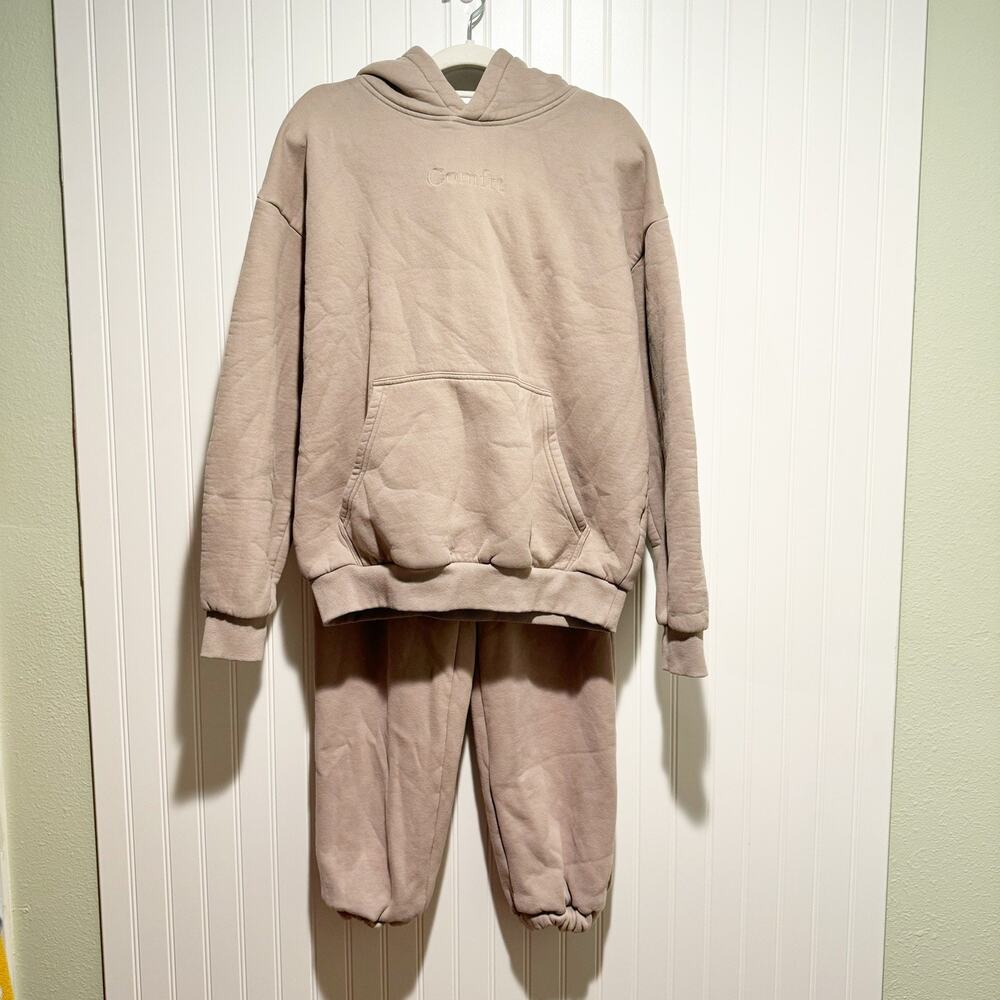 Comfrt Signature Sweat Set Hoodie Sweatpants Bark Size Medium - Picture 2 of 12
